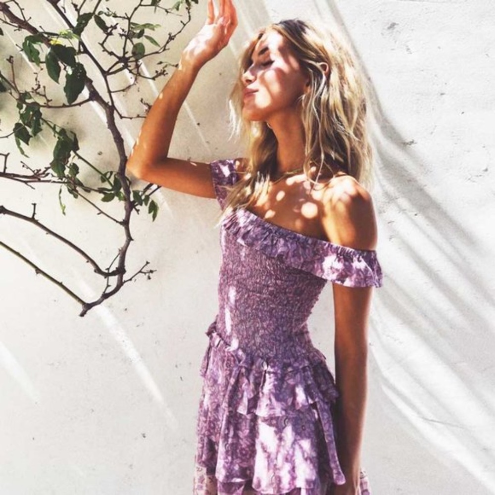 Boho Chic Gypsy Floral Print Off Shoulder dress - Picture 3 of 8